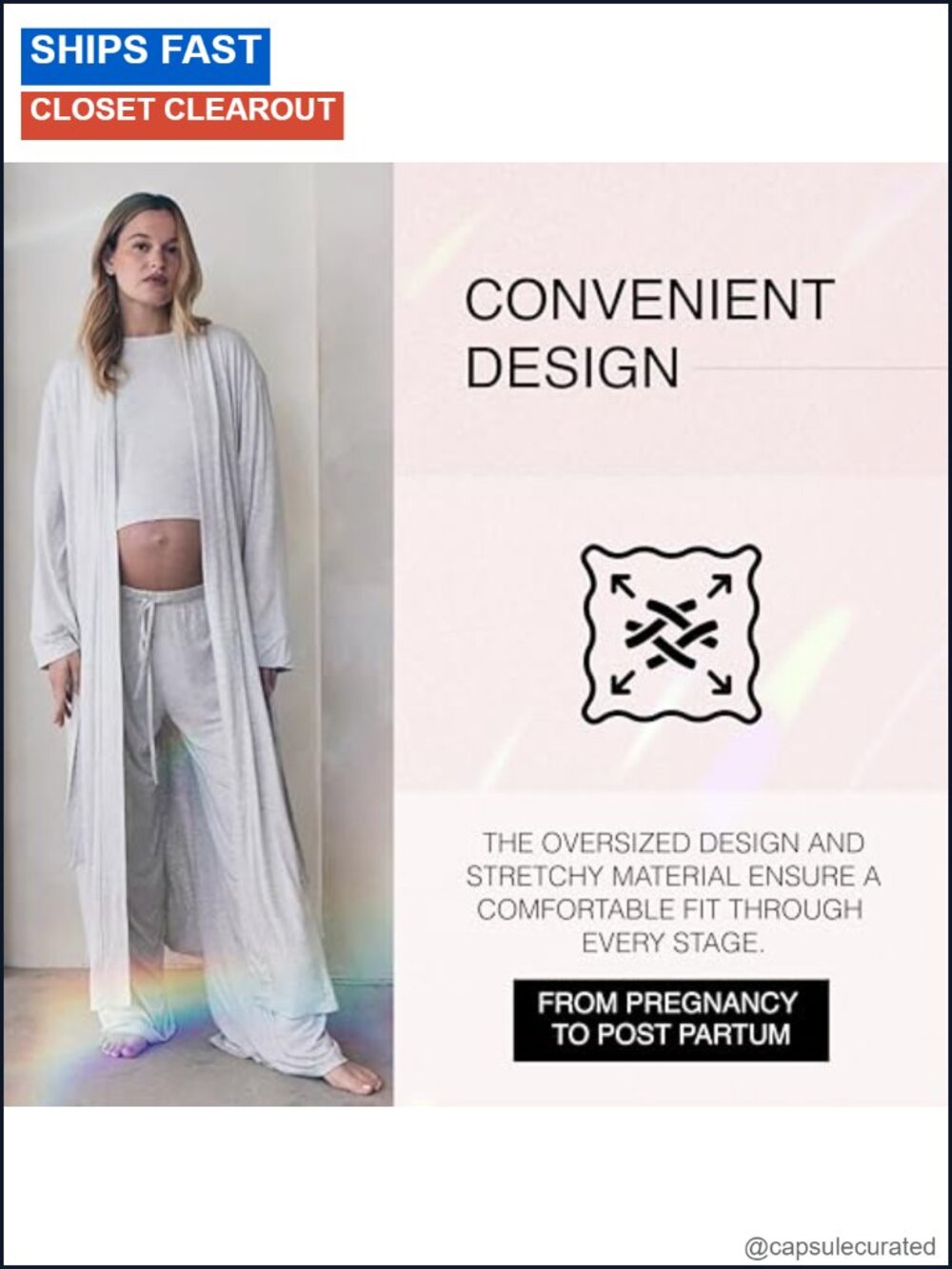 Maternity Robe Cloud Lounge Soft Stretch Full Length Pregnancy Robe - Picture 3 of 4
